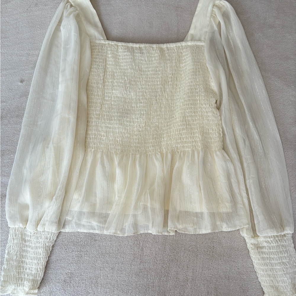 Nine West Cream Sparkly Blouse